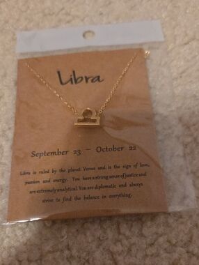Libra Zodiac Pendant Necklace in Gold